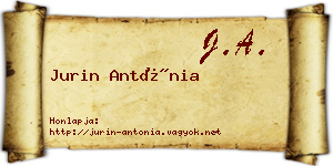 Jurin Antónia névjegykártya